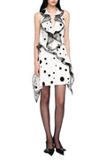 Flowering Girl Women Phoenix Ruffled Polka Dot Backless Mini Dress In White
