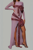 Flowering Girl Women Zachary Long Sleeve Bow Sequin Dress