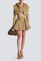 Flowering Girl Women Flared Pleated Grain De Poudre Skirt