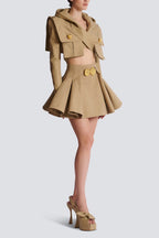 Flowering Girl Women Flared Pleated Grain De Poudre Skirt