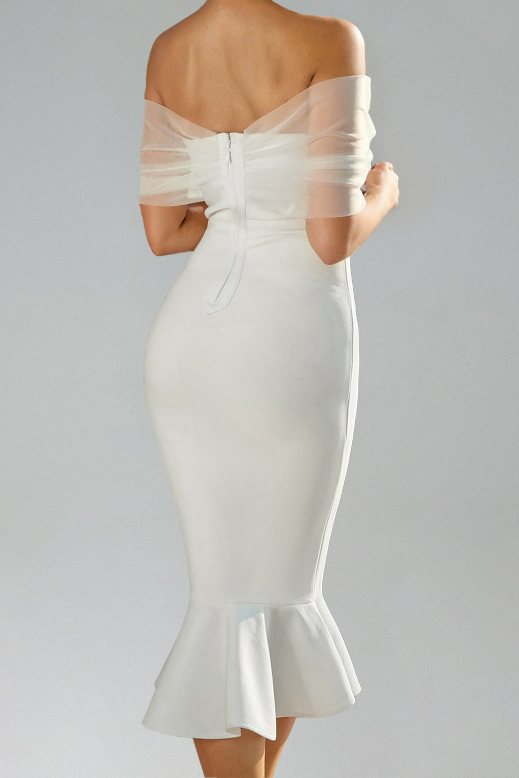 Flowering Girl Women Sophie Off Shoulder Bandage Fish Tail Midi Dress