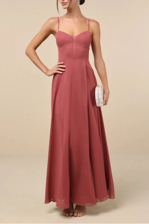 Flowering Girl Women Stunning Grace Rusty Rose Cutout A-Line Maxi Dress