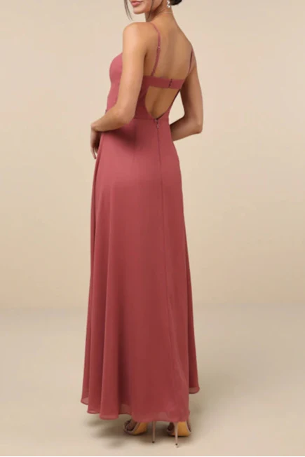 Flowering Girl Women Stunning Grace Rusty Rose Cutout A-Line Maxi Dress