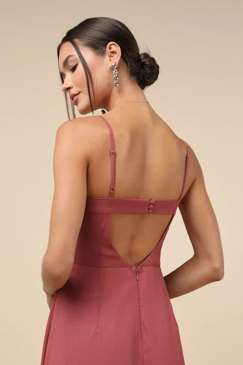 Flowering Girl Women Stunning Grace Rusty Rose Cutout A-Line Maxi Dress