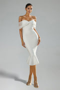 Flowering Girl Women Sophie Off Shoulder Bandage Fish Tail Midi Dress