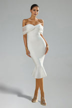 Flowering Girl Women Sophie Off Shoulder Bandage Fish Tail Midi Dress