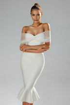 Flowering Girl Women Sophie Off Shoulder Bandage Fish Tail Midi Dress