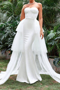 Flowering Girl Women Tube Top Mermaid Hem Layered Mesh Dress