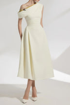 Flowering Girl Women Lucy One-Shoulder a-Line Midi Dress In White