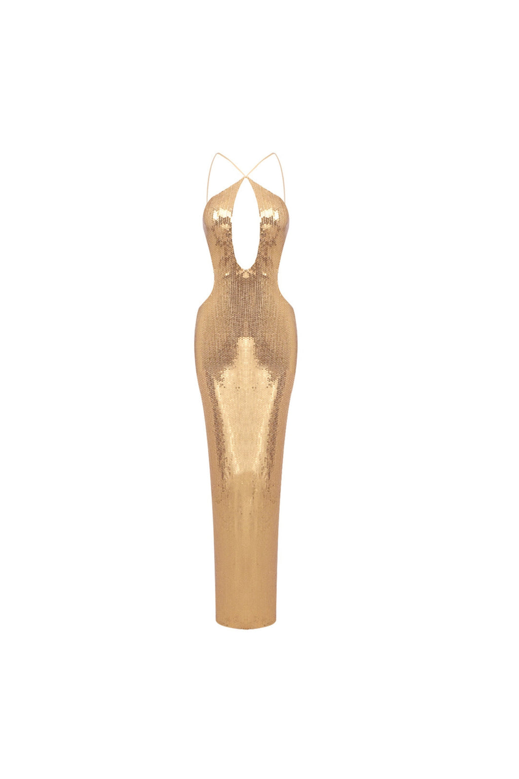 Flowering Girl Women Glitter Cutout Maxi Dress In Gold