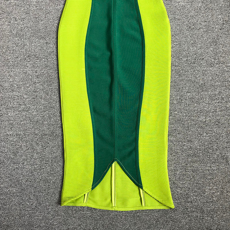 Flowering Girl Women GREEN BANDAGE SLIP MIDI DRESS