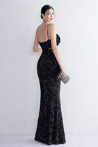 Flowering Girl Women Marian Black Cutout Sequins Halter Maxi Dress