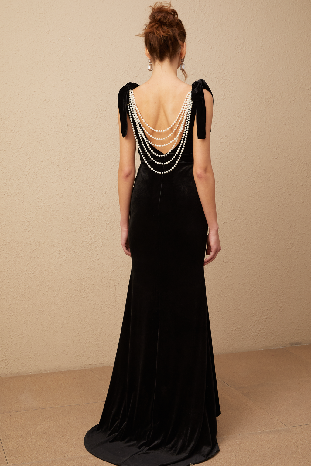 Flowering Girl Women Audrey Embellished Velvet Open-Back Maxi Dress