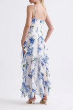 Flowering Girl Women Chiffon Sleeveless Floral Maxi Dresses