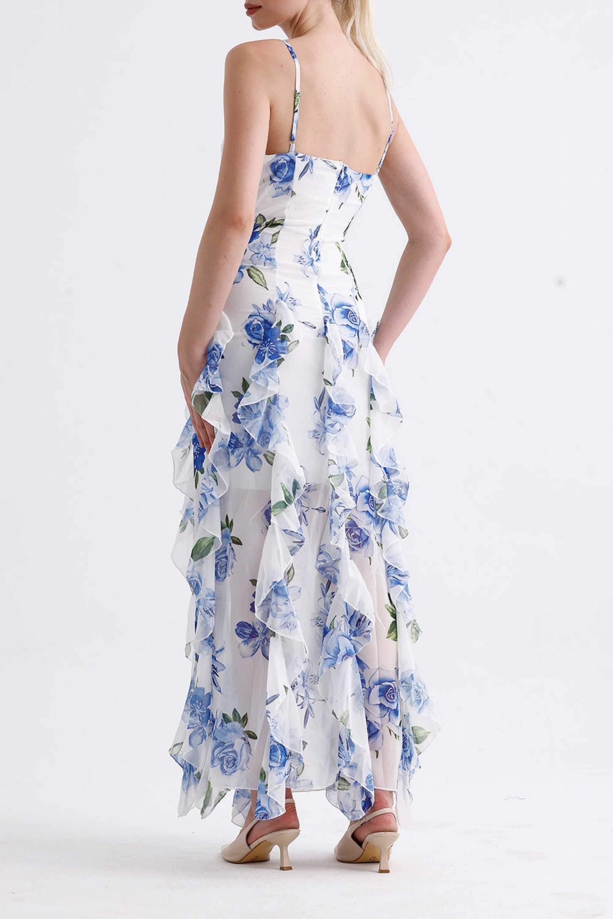 Flowering Girl Women Chiffon Sleeveless Floral Maxi Dresses