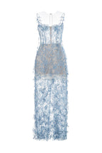 Flowering Girl Women BLUE BEADED LACE PENCIL MIDI DRESS