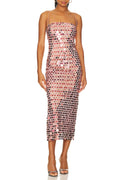 Flowering Girl Women Strap Midi Dress In Sequins