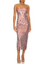Flowering Girl Women Strap Midi Dress In Sequins