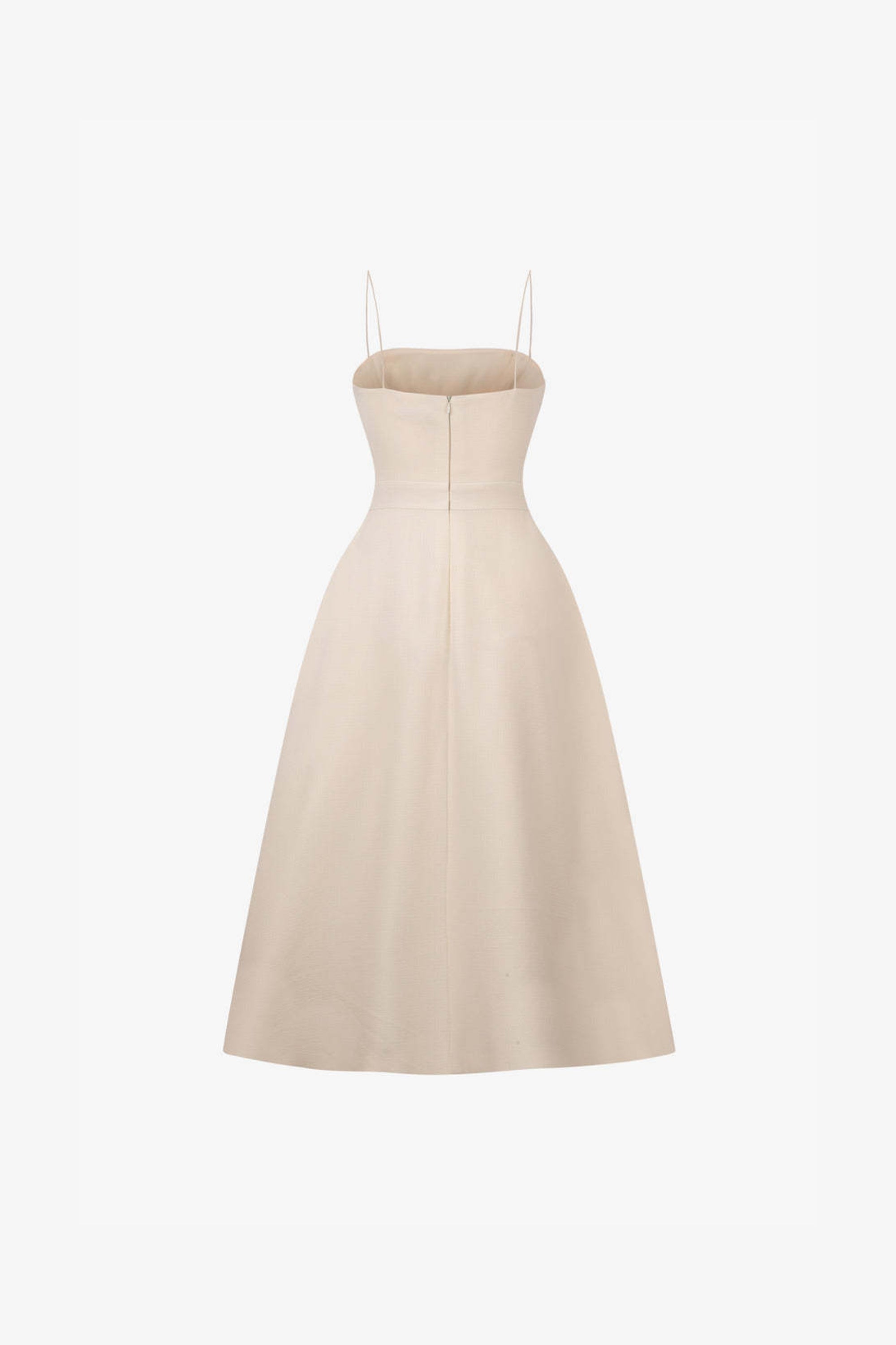 Elio Button-Embellished Midi Dress In Cream