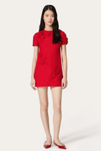 Flowering Girl Women Selena Embroidered Crepe Couture Mini Dress In Red