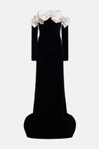 Flowering Girl Women Floral Long Sleeve Maxi Dress In Black
