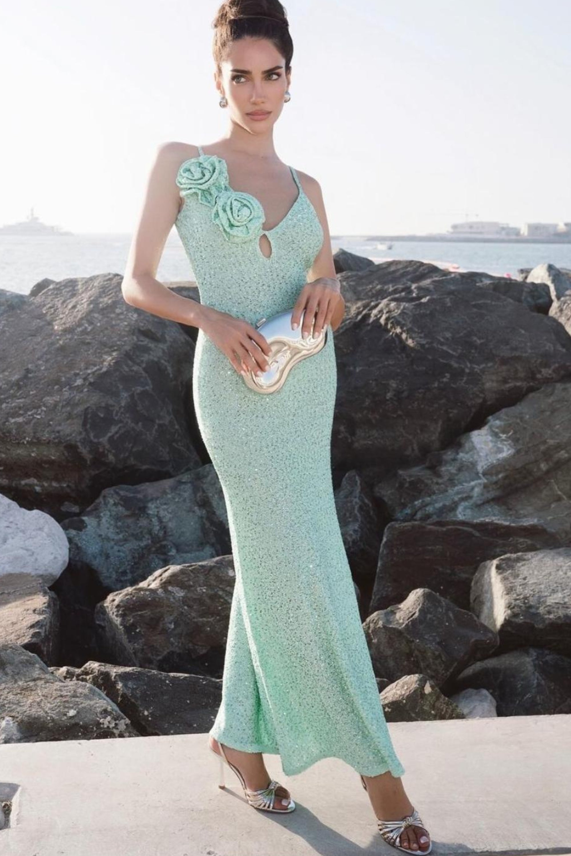 Flowering Girl Women Floral Mermaid Maxi Dresses In Blue
