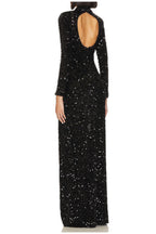 Flowering Girl Women Sequin Embellishments Slit Maxi Dress
