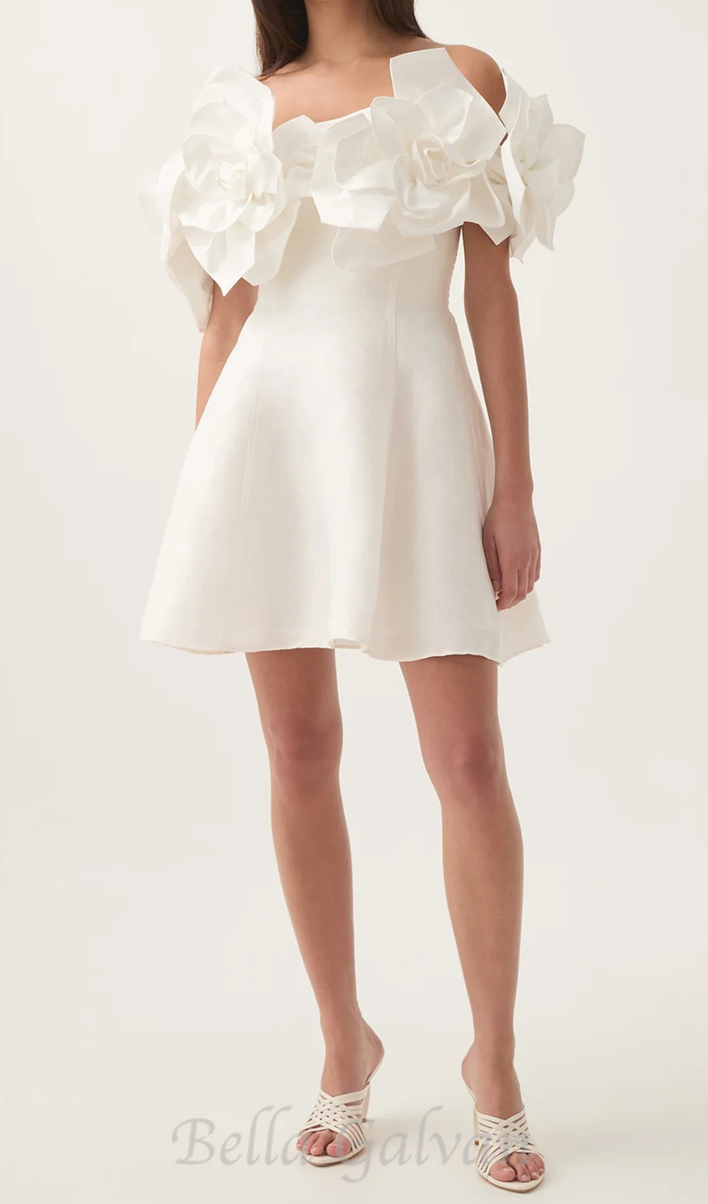 Flowering Girl Women Etta flower strapless mini dress in ivory