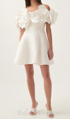 Flowering Girl Women Etta flower strapless mini dress in ivory