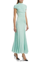 lillian Gathered High-Neck Maxi Dress in green