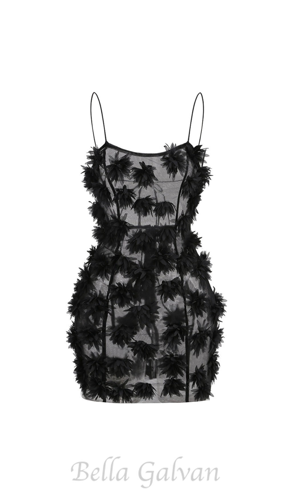 Flowering Girl Women flower embellished Mini Dress in black