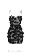 Flowering Girl Women flower embellished Mini Dress in black