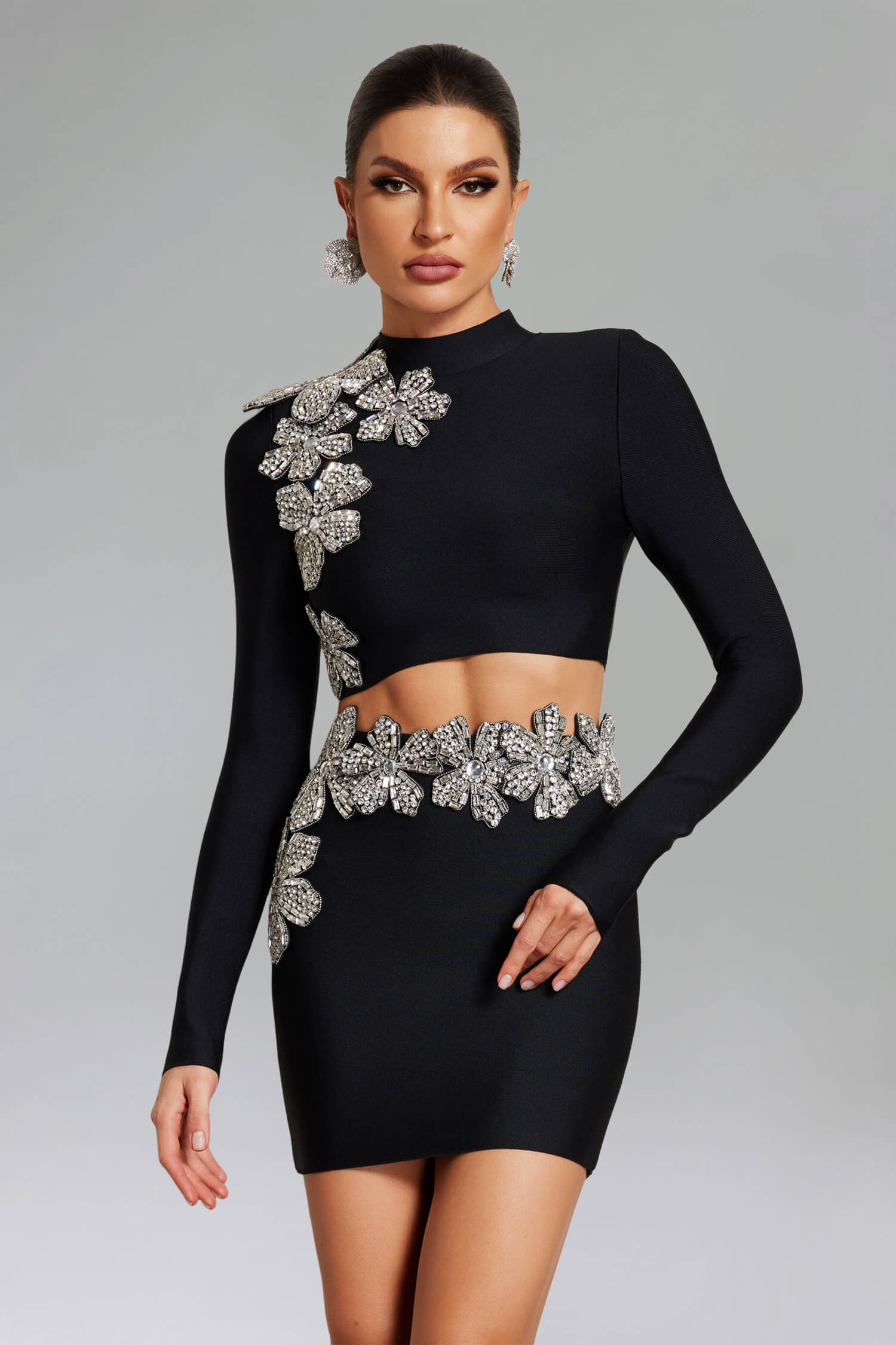 Flowering Girl Women Bead High Collar Flower Set - Lana