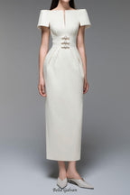 Flowering Girl Women Beatrice Sheath Boat Neck Brocade maxi Dress