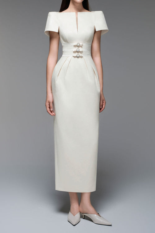 Flowering Girl Women Beatrice Sheath Boat Neck Brocade Maxi Dress