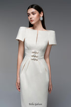 Flowering Girl Women Beatrice Sheath Boat Neck Brocade maxi Dress