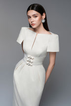 Flowering Girl Women Beatrice Sheath Boat Neck Brocade maxi Dress