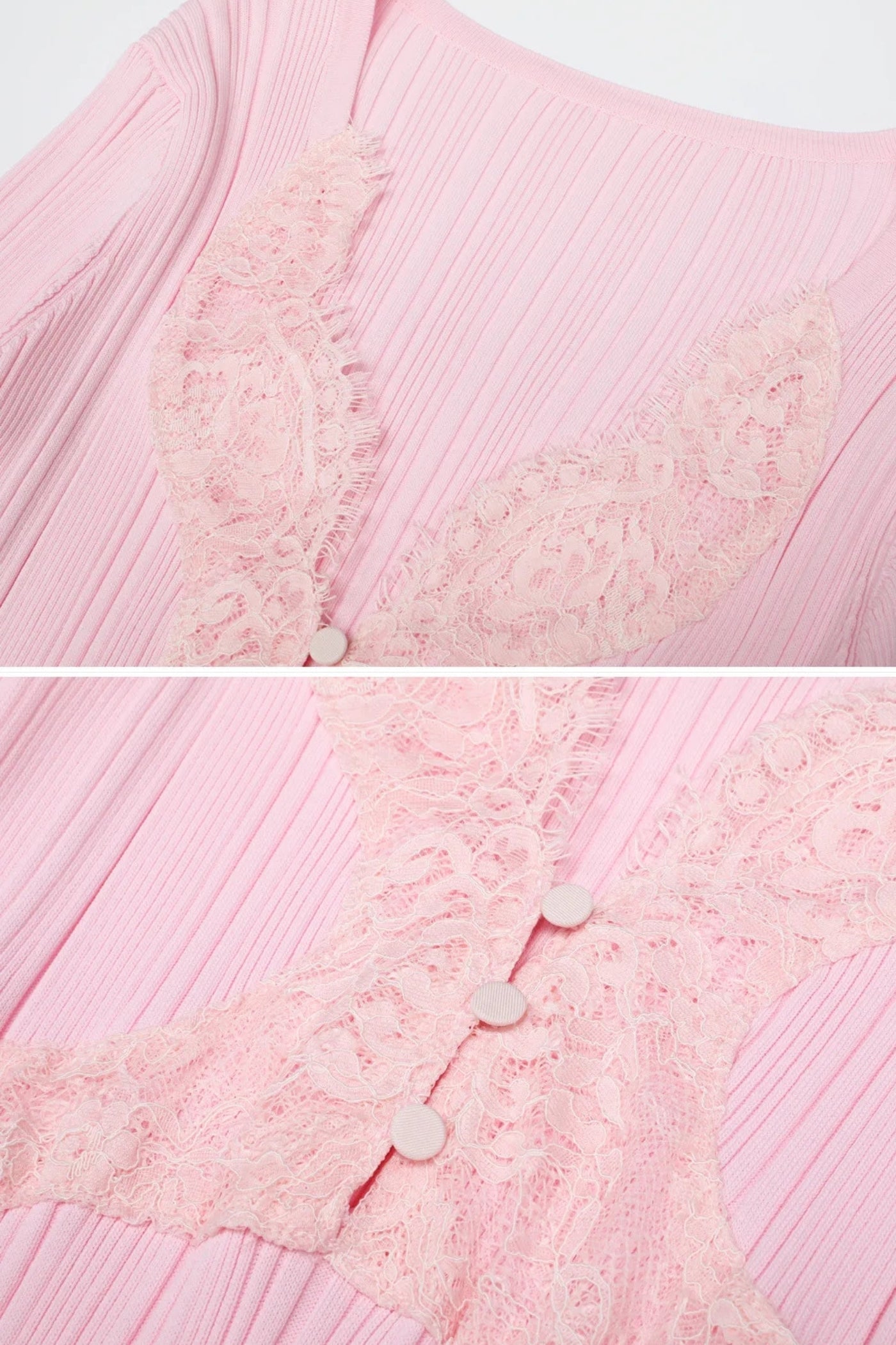 apphia Pink Contrast Lace Knit Midi Dress