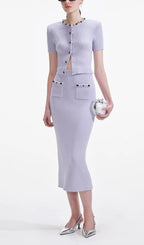 Flowering Girl Women Lilac Embellished Knit Midi Skirt