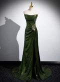 Flowering Girl Women Green Sequins Long Mermaid Prom Dress