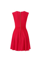 Flowering Girl Women v-Neck Sleeveless Flared Knit Mini Dress In Red