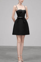 Flowering Girl Women Elma Crystal Embellished Bow Mini Dress In Black