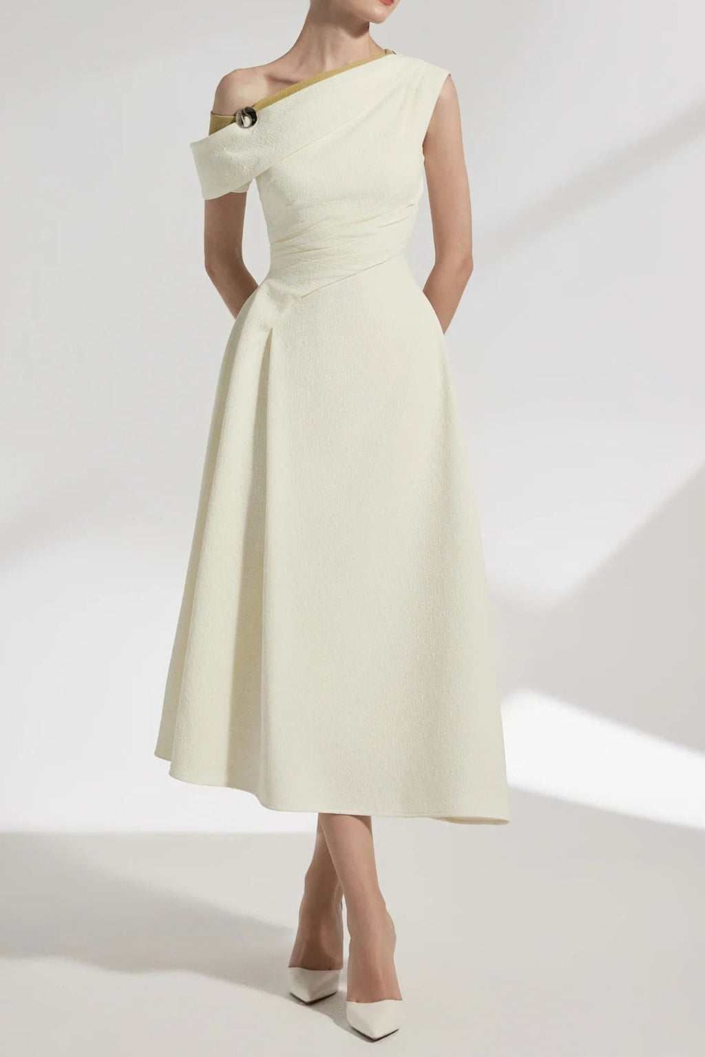 Flowering Girl Women Lucy One-Shoulder a-Line Midi Dress In White