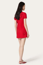 Flowering Girl Women Selena Embroidered Crepe Couture Mini Dress In Red