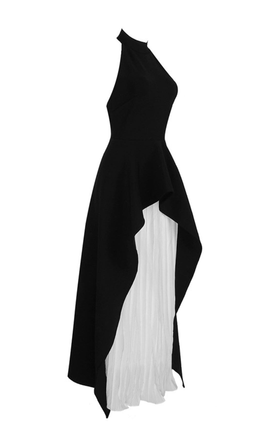 Bandage High Neck Pleated Peplum Maxi Dress