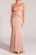 Flowering Girl Women Tulle Sleeveless Mermaid Maxi Dresses In Pink