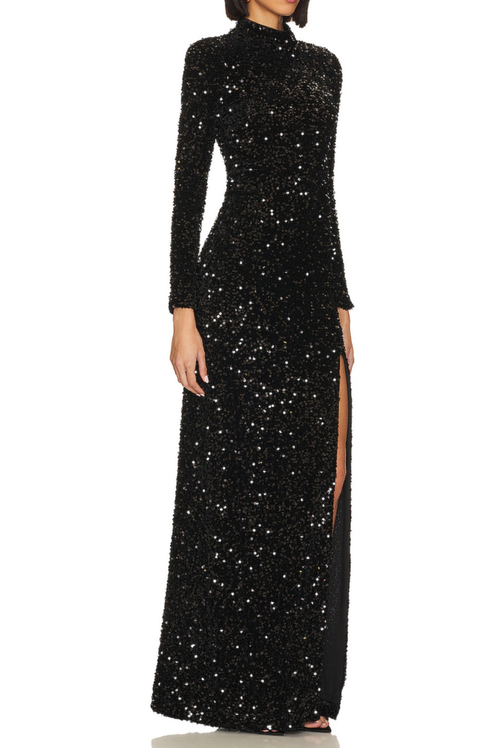 Flowering Girl Women Sequin Embellishments Slit Maxi Dress