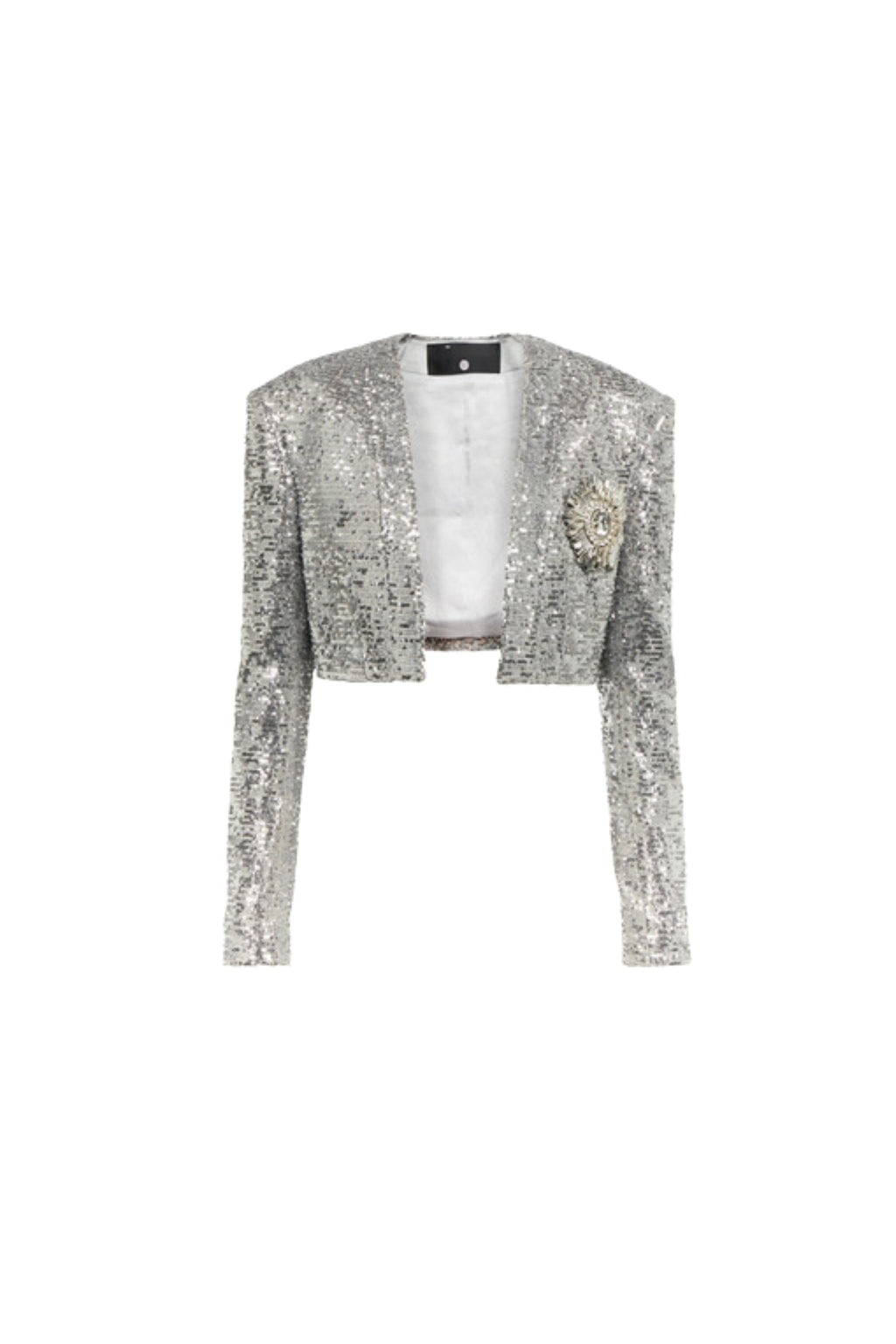 Flowering Girl Women Tammy Cropped Sequined Blazer In Sliver