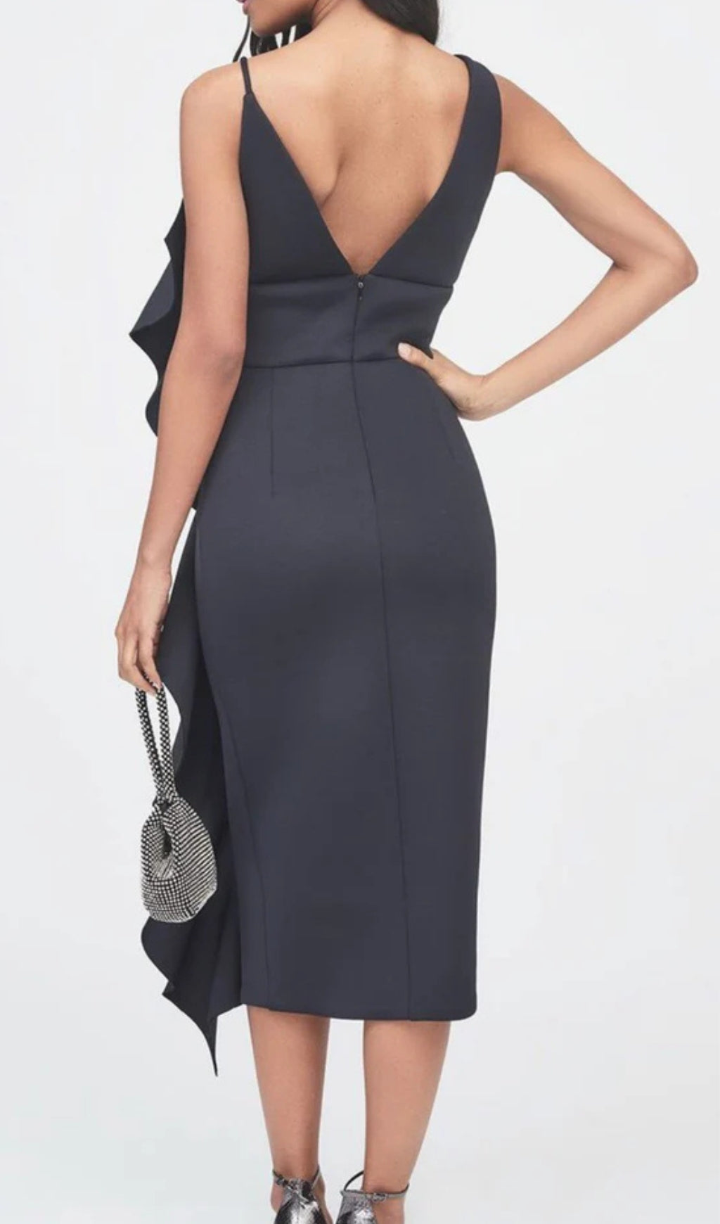 Flowering Girl Women Asymmetric Draped Frill Scuba Dress