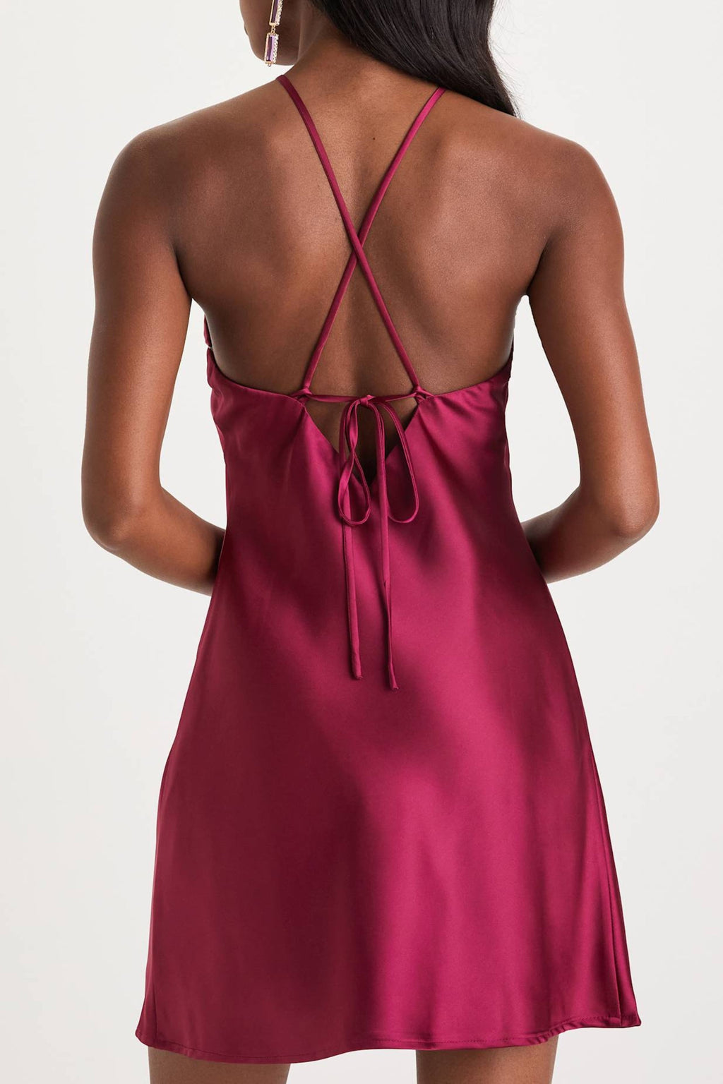 Flowering Girl Women Agenta Satin Rosette Halter Neck Mini Dress